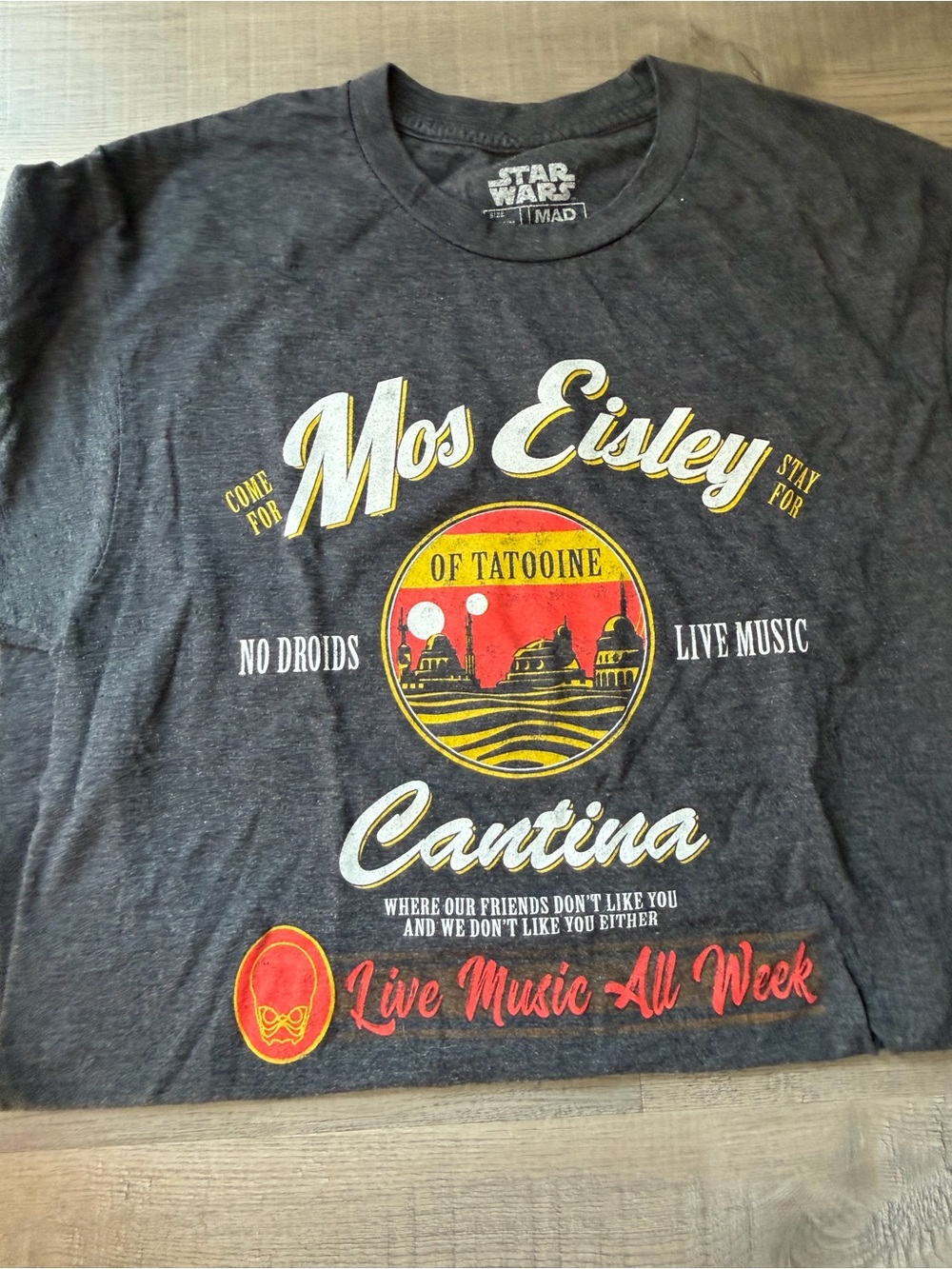 Star Wars Mos Eisley Cantina Adult Graphic Tee - Charcoal size Medium
